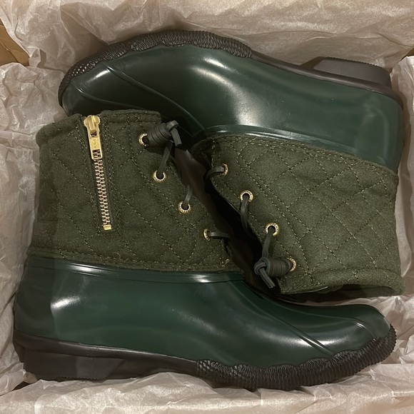 (NWT) Sperry Saltwater Women’s Wool Green Quilted Waterproof Boot - Picture 4 of 15